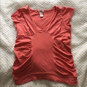Orange Runched V-Neck